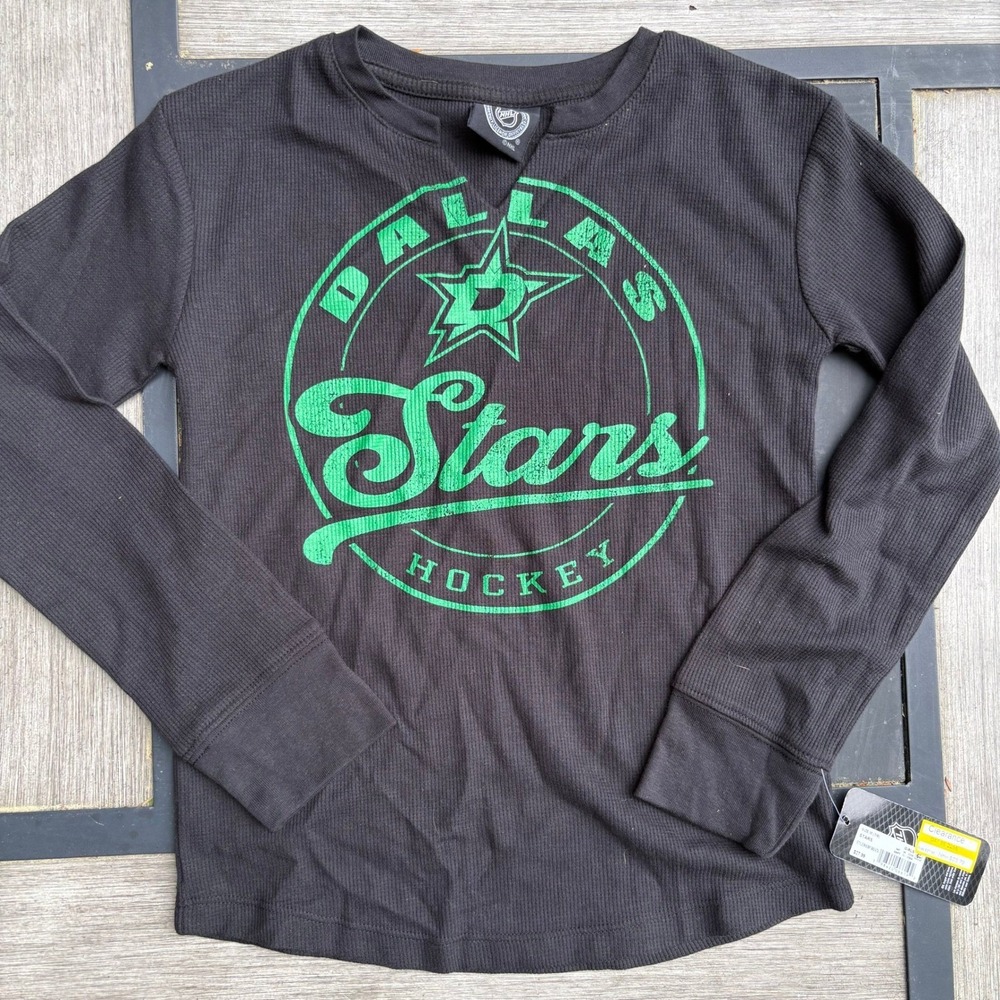 NHL‎ Dallas Stars Girls Long Sleeve Shirt Black Green Size M 7/8
